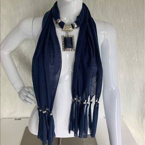 Blue scarf with jewelled accents